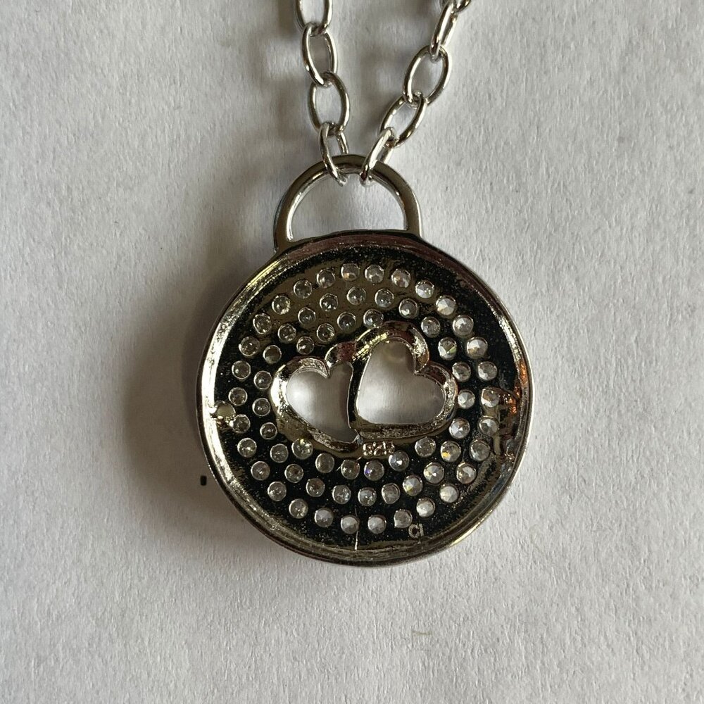 Hearts and Cubic Zirconia Pendant on 16" Choker Size Alloy Chain - Picture 13 of 13